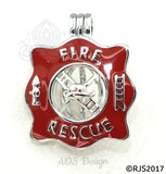 Fire Rescue Pearl Cage Necklace Emblem Ladder Hydrant Hat Silver Plated Locket Charm