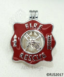 Fire Rescue Pearl Cage Necklace Emblem Ladder Hydrant Hat Silver Plated Locket Charm