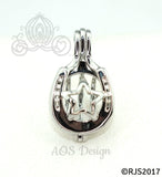 Horseshoe Star Pearl Cage Necklace Lucky Horse Shoe Western Silver Plated Locket Charm