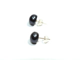 Black Pearl Stud Earrings Gold Mount 8 mm Pearl Stud Button Style Pierced Ears Jewelry