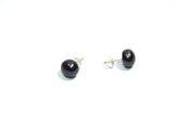 Black Pearl Stud Earrings Gold Mount 8 mm Pearl Stud Button Style Pierced Ears Jewelry