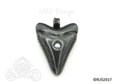 Shark Tooth Pearl Cage Locket Charm Pendant Black Cord Necklace Nautical Jewelry
