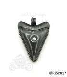 Shark Tooth Pearl Cage Locket Charm Pendant Black Cord Necklace Nautical Jewelry
