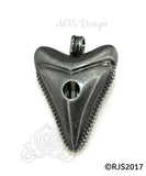 Shark Tooth Pearl Cage Locket Charm Pendant Black Cord Necklace Nautical Jewelry