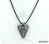 Shark Tooth Pearl Cage Locket Charm Pendant Black Cord Necklace Nautical Jewelry