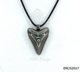 Shark Tooth Pearl Cage Locket Charm Pendant Black Cord Necklace Nautical Jewelry
