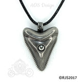 Shark Tooth Pearl Cage Locket Charm Pendant Black Cord Necklace Nautical Jewelry