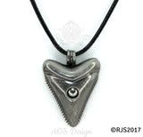 Shark Tooth Pearl Cage Locket Charm Pendant Black Cord Necklace Nautical Jewelry
