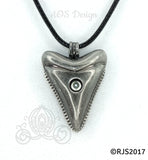 Shark Tooth Pearl Cage Locket Charm Pendant Black Cord Necklace Nautical Jewelry