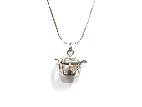 Treasure Chest Necklace, Silver Plated Buried Treasure Chest Charm