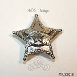 Sheriff Badge Pearl Cage Silver Plated Locket Charm Police Officer Emblem Star