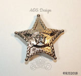 Sheriff Badge Pearl Cage Silver Plated Locket Charm Police Officer Emblem Star