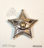 Sheriff Badge Pearl Cage Silver Plated Locket Charm Police Officer Emblem Star