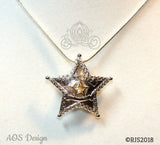 Sheriff Badge Pearl Cage Silver Plated Locket Charm Police Officer Emblem Star
