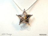 Sheriff Badge Pearl Cage Silver Plated Locket Charm Police Officer Emblem Star