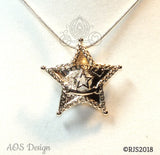 Sheriff Badge Pearl Cage Silver Plated Locket Charm Police Officer Emblem Star