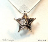 Sheriff Badge Pearl Cage Silver Plated Locket Charm Police Officer Emblem Star