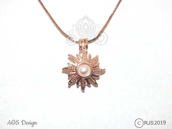 KK1231 Copper Sun Shine Shape Beads Cage Locket Pendant Perfume Diffuser Pearl  Cage Necklace - AliExpress