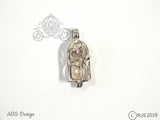Enchanted Rose Pearl Cage Sterling Silver Locket Crystal Accents Beauty Beast Rose in Bell Jar