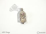 Enchanted Rose Pearl Cage Sterling Silver Locket Crystal Accents Beauty Beast Rose in Bell Jar