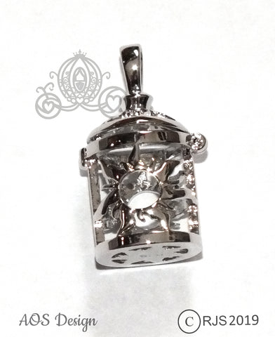 Rapunzel Sun Lantern Pearl Cage Necklace Silver Tangled Locket Princess Lamp