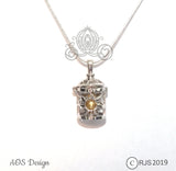 Rapunzel Sun Lantern Pearl Cage Necklace Silver Tangled Locket Princess Lamp
