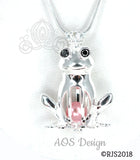 Frog Prince Pearl Cage Necklace Princess Silver Plated Locket Charm Crystals Accents