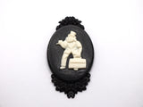 Hitchhiking Ghost Phineas Victorian Cameo Brooch Pin Jewelry Haunted Mansion Black White Resin Handmade For Halloween Costume