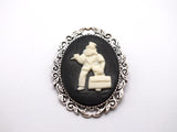 Hitchhiking Ghost Phineas Victorian Cameo Brooch Pin Jewelry Haunted Mansion Black White Resin Handmade For Halloween Costume