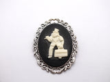 Hitchhiking Ghost Phineas Victorian Cameo Brooch Pin Jewelry Haunted Mansion Black White Resin Handmade For Halloween Costume