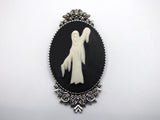 Grim Reaper Phantom Victorian Cameo Brooch Pin Jewelry Haunted Mansion Resin Handmade For Halloween Costume