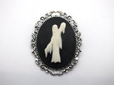 Grim Reaper Phantom Victorian Cameo Brooch Pin Jewelry Haunted Mansion Resin Handmade For Halloween Costume
