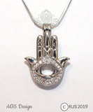 Evil Eye Hand Charm Pick Pearl Cage Silver Necklace Amulet Talisman Hamsa Locket