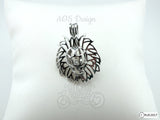 Lion Head Pearl Cage Lion King of the Jungle Silver Plated Locket Charm Necklace
