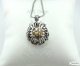 Lion Head Pearl Cage Lion King of the Jungle Silver Plated Locket Charm Necklace