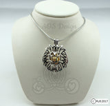 Lion Head Pearl Cage Lion King of the Jungle Silver Plated Locket Charm Necklace