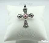 Infinity Cross Pearl Cage Heart Cross Crystal Accents Silver Plated Locket Charm Necklace