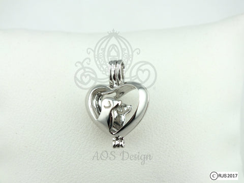 Dog Silhouette Pearl Cage Necklace Pet Best Friend Puppy Animal Bead Cage Locket Charm