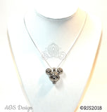 Mickey Mouse Hidden Mickey Necklace Scrollwork Pendant Silver Locket Charm Holds Pearls Beads Gem