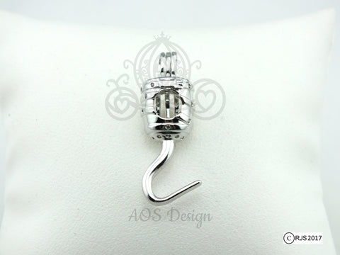 Pirate Hook Pearl Cage Necklace Peter Pan Pirate Hook Captain Ship Sailing Silver Plated Locket Charm Necklace Captain Hook Costume