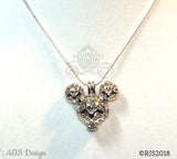 Mickey Mouse Hidden Mickey Necklace Scrollwork Pendant Silver Locket Charm Holds Pearls Beads Gem