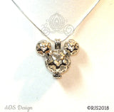 Mickey Mouse Hidden Mickey Necklace Scrollwork Pendant Silver Locket Charm Holds Pearls Beads Gem