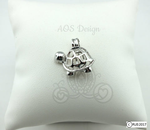 Happy Cute Turtle Pearl Cage Necklace Animal Bead Cage Locket Charm