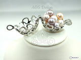 Heart Ball Large Pearl Cage Necklace Charm Silver Plated Circle Bell Charm Locket Holds Pearls Beads Multiple Pearl Holder Gft for Her