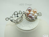 Heart Ball Large Pearl Cage Necklace Charm Silver Plated Circle Bell Charm Locket Holds Pearls Beads Multiple Pearl Holder Gft for Her