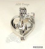 Heartbeat Stethoscope 925 Silver Pearl Cage Necklace Nurse Doctor Medical Professional Locket Charm