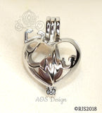 Heartbeat Stethoscope 925 Silver Pearl Cage Necklace Nurse Doctor Medical Professional Locket Charm