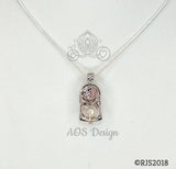 Enchanted Rose Pearl Cage Silver Plated Locket Crystal Accents Beauty Beast Rose in Bell Jar