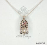 Enchanted Rose Pearl Cage Silver Plated Locket Crystal Accents Beauty Beast Rose in Bell Jar
