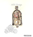 Enchanted Rose Pearl Cage Silver Plated Locket Crystal Accents Beauty Beast Rose in Bell Jar